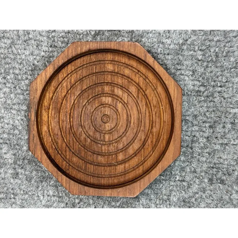 Vintage KALMAR Teak Wood‎ WOODEN COASTER  CADDY Set Of 6  HEXAGON SHAPE